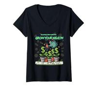 Femme Graphique Amusant de financement de Croissance de Jardin T-Shirt avec Col en V