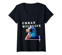 Femme Graphique Amusant de la Faune Urbaine Nature Pigeon Lover T-Shirt avec Col en V