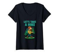 Femme Graphique Amusant de randonnée Let's Take a Hike T-Shirt avec Col en V