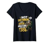 Femme Graphique Amusant Overthinking is My Job T-Shirt avec Col en V