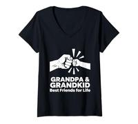 Femme Graphique « Best Friends for Life » pour Grand-père T-Shirt avec Col en V