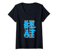 Femme Graphique Bleu Beat The Odds T-Shirt avec Col en V