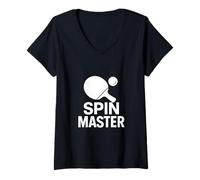 Femme Graphique Bold Ping Pong Spin Master - Icône Sport Minimal T-Shirt avec Col en V