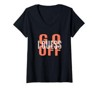 Femme Graphique Coral Go Off I Guess de Couleur Corail T-Shirt avec Col en V