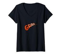 Femme Graphique Coral Grrr Coral Color T-Shirt avec Col en V