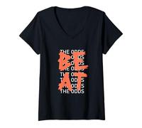 Femme Graphique Couleur Corail Beat The Odds Coral T-Shirt avec Col en V