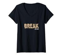 Femme Graphique Couleur Tan Break The Mold T-Shirt avec Col en V