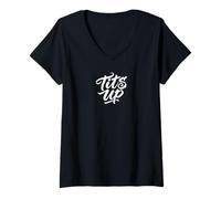 Femme Graphique de défaillance du système d'ingénierie Tits Up Funny Sarcastic T-Shirt avec Col en V