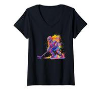 Femme Graphique de Hockey sur Glace et Hockey sur Glace | Femmes ; Adolescentes et Filles T-Shirt avec Col en V