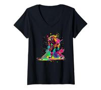 Femme Graphique de Hockey sur Glace et Hockey sur Glace | Femmes, Filles et Adolescentes T-Shirt avec Col en V
