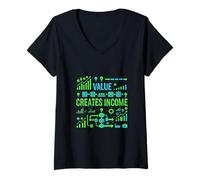 Femme Graphique de la Valeur crée des revenus sur la Croissance de l'entreprise T-Shirt avec Col en V