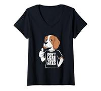 Femme Graphique de Motivation « Don't Lose Your Head » T-Shirt avec Col en V