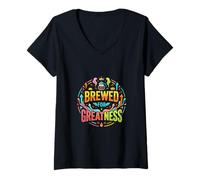 Femme Graphique de Motivation du café infusé pour la Grandeur T-Shirt avec Col en V