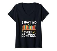 Femme Graphique de Style littéraire ludique « I Have No Shelf Control » T-Shirt avec Col en V