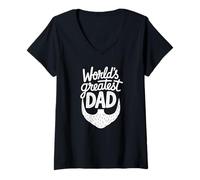 Femme Graphique de Typographie de Barbe avec Inscription « World's Greatest Dad » T-Shirt avec Col en V