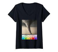 Femme Graphique d'échelle Fujita optimisé pour Le Diagramme du Vent Tornado Storm Chaser T-Shirt avec Col en V