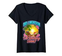 Femme Graphique « Did I Mention Im Retiring Soon Tropical Beach » T-Shirt avec Col en V