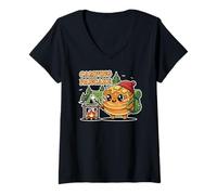 Femme Graphique du Petit-déjeuner Camping Pancake Wilderness T-Shirt avec Col en V