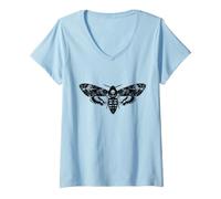 Femme Graphique entomologique Gothique représentant Un Insecte à tête d'éperon à tête de Mort T-Shirt avec Col en V