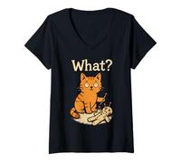 Femme Graphique Fantaisie pour Hommes, Enfants, Femmes, Chat drôle T-Shirt avec Col en V