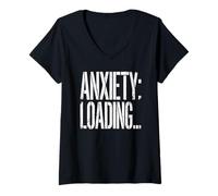 Femme Graphique Humoristique Humoristique de santé mentale sur l'anxiété T-Shirt avec Col en V