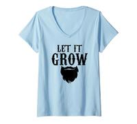 Femme Graphique Let It Grow Beard T-Shirt avec Col en V