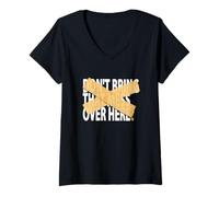 Femme Graphique Marron Not Over Here T-Shirt avec Col en V