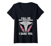 Femme Graphique Non Professionnel I Dare You Nurse T-Shirt avec Col en V