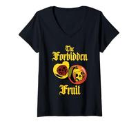 Femme Graphique Pomme The Forbidden Fruit T-Shirt avec Col en V