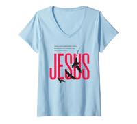 Femme Graphique Religieux chrétien Verset de la Bible Foi Prier Jeus T-Shirt avec Col en V