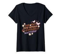 Femme Graphique rétro The Way You Speak Yourself Matters T-Shirt avec Col en V