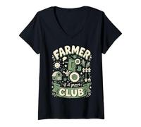 Femme Graphique sur l'agriculture par tracteurs du Farmer Club If It Grows T-Shirt avec Col en V