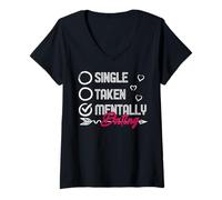 Femme Graphique « Taken Mentally Dating Girlfriend » T-Shirt avec Col en V