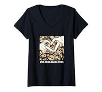 Femme Graphique Tan Out Here Being Cute V2 en Couleur Beige T-Shirt avec Col en V
