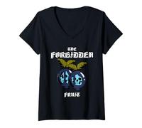 Femme Graphique The Forbidden Fruit Grapes T-Shirt avec Col en V