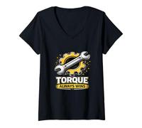 Femme Graphique « Torque Always Wrench-Gear Power » l'emporte T-Shirt avec Col en V
