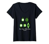 Femme Graphique Vert « The Time I'm on » T-Shirt avec Col en V