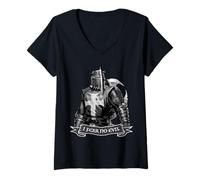 Femme Graphique Vintage « I Fear No Evil » T-Shirt avec Col en V