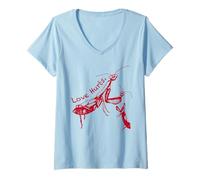 Femme Graphisme Amusant Praying Mantis Retro Love Hurts pour Filles et Femmes T-Shirt avec Col en V