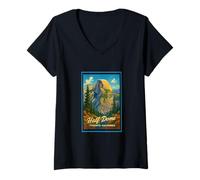 Femme Graphisme artistique vintage Half Dome California CA Yosemite Valley T-Shirt avec Col en V