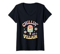 Femme Graphisme Chillin Like A Villain Popsicle T-Shirt avec Col en V