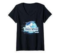 Femme Graphisme d'aventure avec des Dinosaures dans Jurassic World T-Shirt avec Col en V