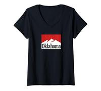 Femme Graphisme de Montagne Vintage Texan rétro des années 90 T-Shirt avec Col en V