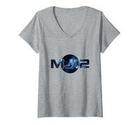 Femme Graphisme de Science-Fiction MJ12 UFO, Design de Vaisseau Spatial Extraterrestre rétro T-Shirt avec Col en V