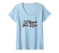 Femme Graphisme DJ en Vinyle La Musique Soul Rare T-Shirt avec Col en V