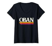 Femme Graphisme rétro Oban Scotland - Oban UK T-Shirt avec Col en V