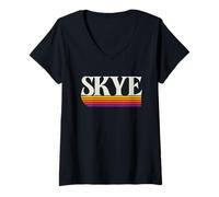 Femme Graphisme rétro Skye Scotland - Île de Skye, Royaume-Uni T-Shirt avec Col en V