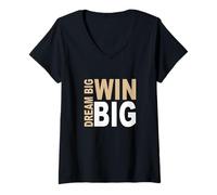 Femme Graphisme Tan Color Dream/Win BIG Tan T-Shirt avec Col en V