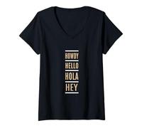 Femme Graphisme Tan Color Salutations to All Tan T-Shirt avec Col en V