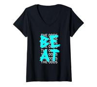 Femme Graphisme Turquoise Beat The Odds Turquoise T-Shirt avec Col en V